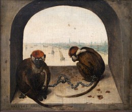 Pieter Bruegel de Oude, Twee geketende aapjes | Gemäldegalerie in Berlin © Sailko
