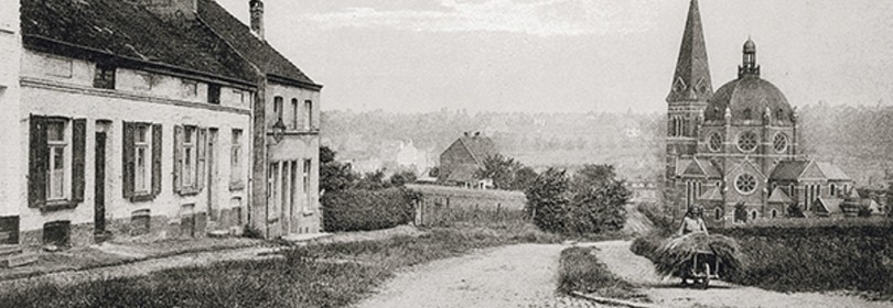 Ukkel, oude postkaart met uitzicht op Sint-Jobplein, ter hoogte van kruispunt Hamstraat en Alphonse XIII-laan | collectie Yves Barette