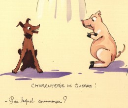 Cartoon over voedselfraude tijdens de Eerste Wereldoorlog, detail, fonds Keym | Collectie Archief van de Stad Brussel.