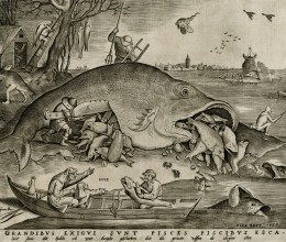 Pieter Bruegel de Oude, De grote vissen eten de kleine © Koninklijke Bibliotheek, Brussel