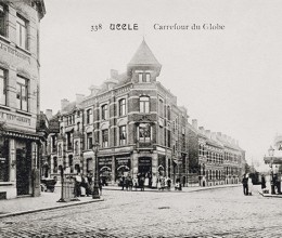 Ukkel, postkaart met kruispunt De Globe | collectie Yves Barette